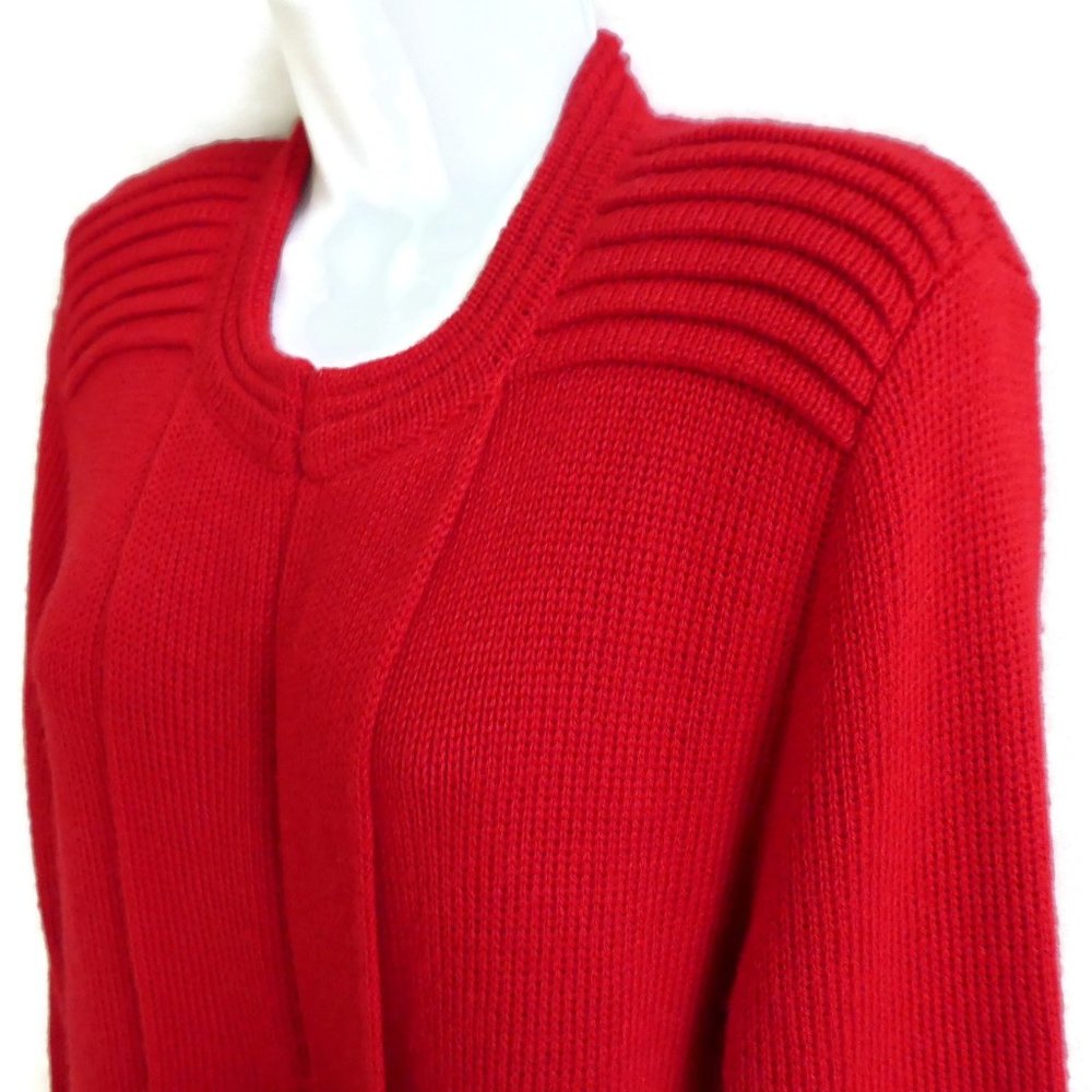 ALPaCa Peruvian Link Collection Cardigan Knit Red 90s Vintage Pintuck Pockets OS